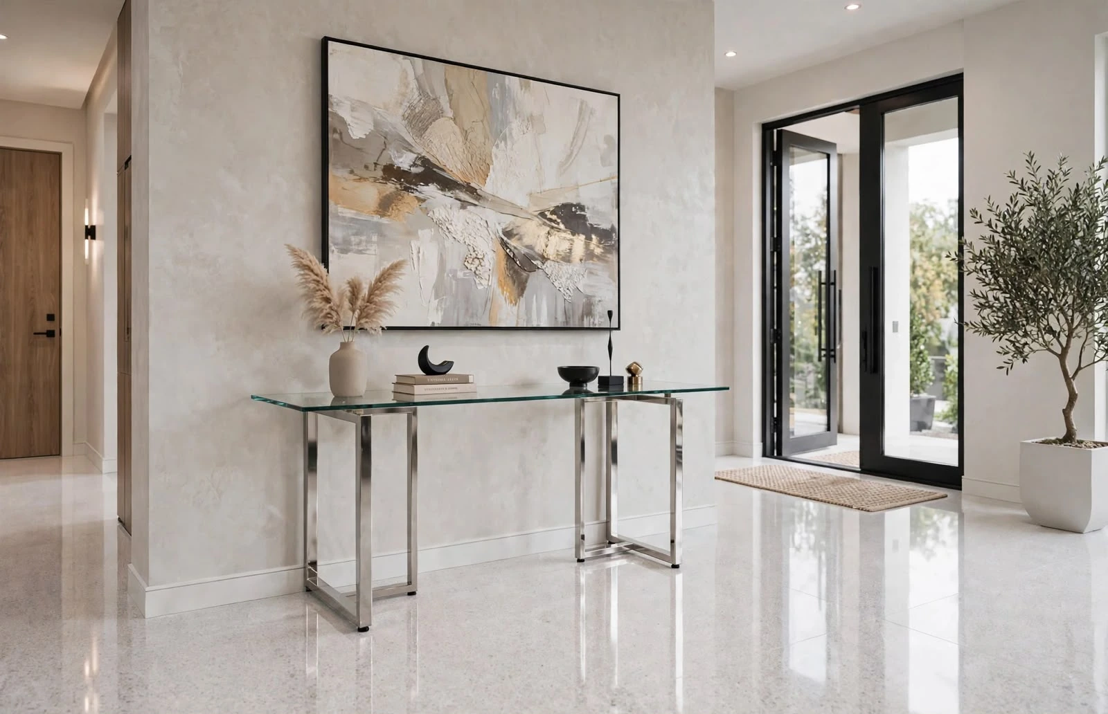 Aparador de vidro com estrutura de inox Styllo Inox